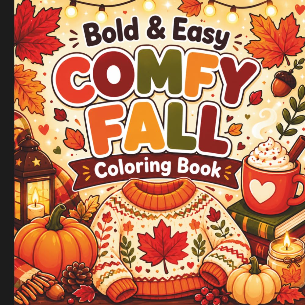 Bold And Easy Comfy Fall Coloring Book: Fun Autumn Coloring Book For All Ages