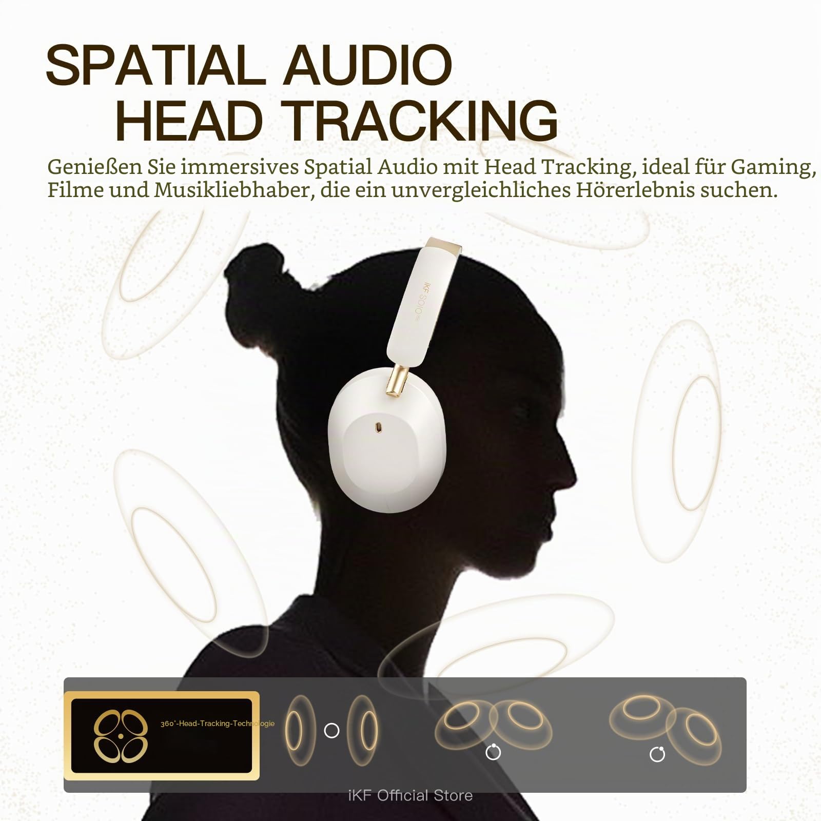 iKF Solo Pro Kabellose Kopfhörer, Adaptiv ANC, Hi-Res, 140 h Akkulaufzeit | Bluetooth Over-Ear Headset, Spatial Audio, Kopfverfolgung, Transparenz Modus, Tiefer Bass, Alltag, Büro, Schwarz/Ro