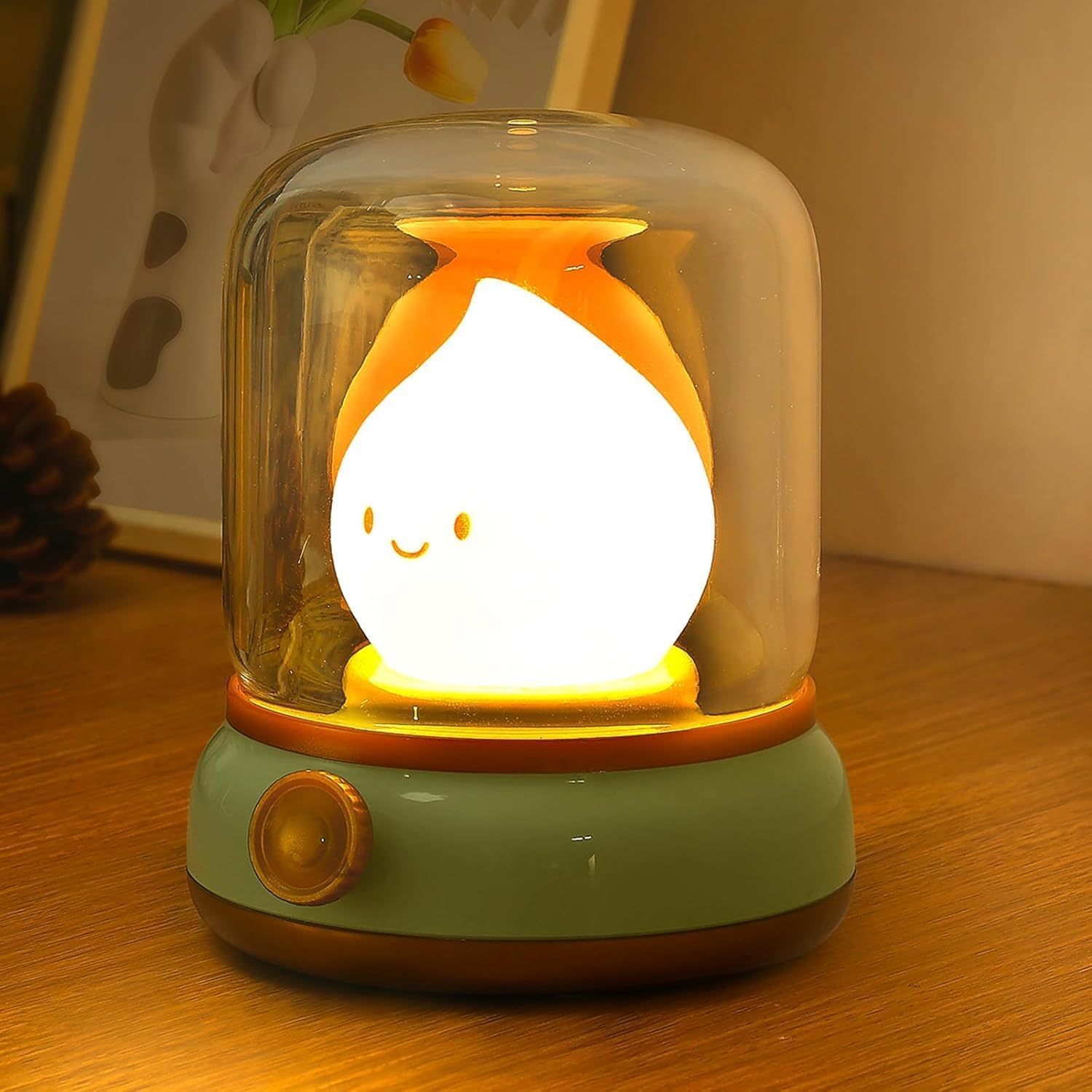 Luce notturna a forma di falò, simpatica lampada da comodino in stile cherosene, 2 modalità, dimmerabile, ricaricabile, luce notturna con timer per allattamento, sonno dei bambini, campeggio e
