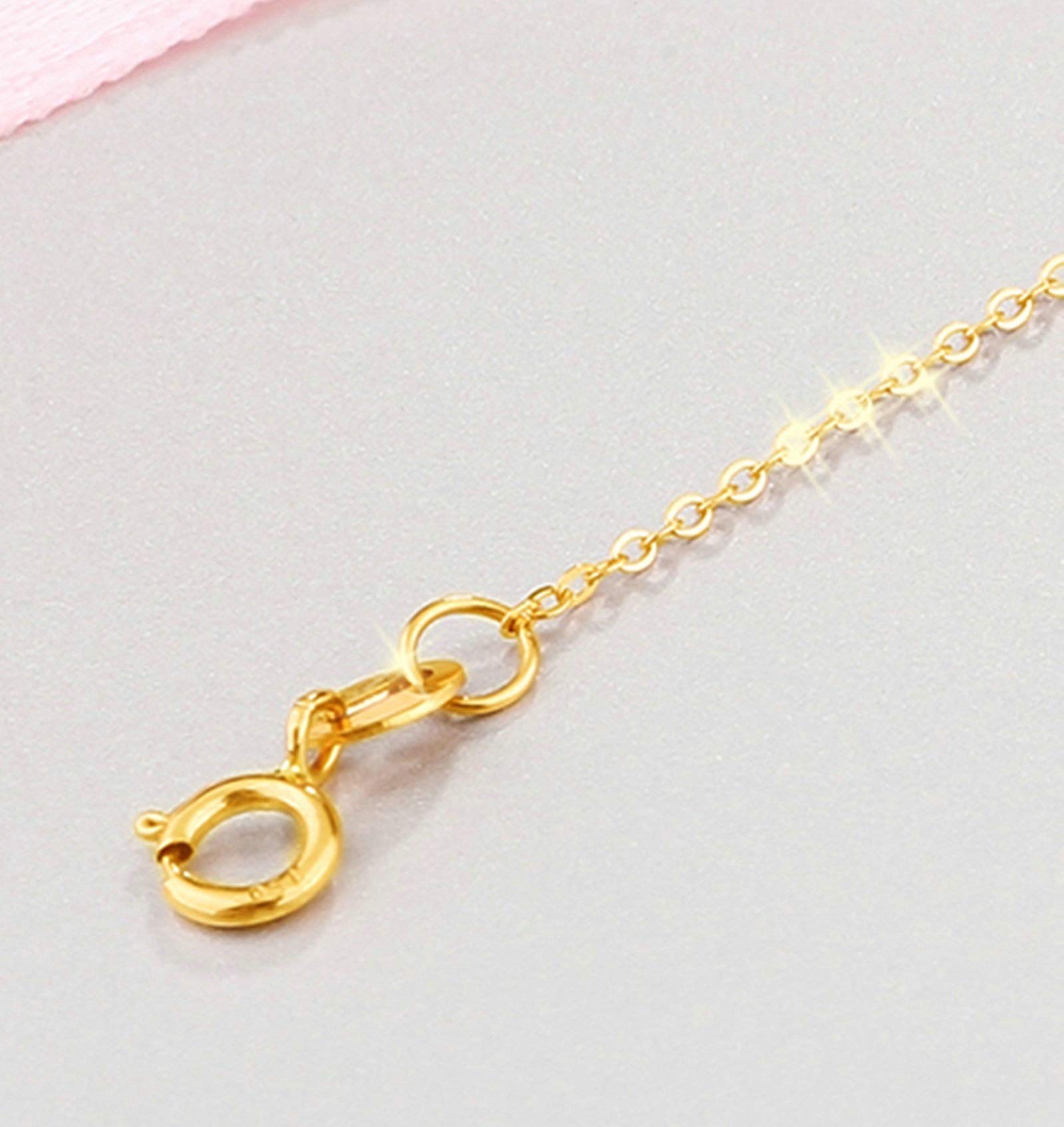 Tobillera de Oro Amarillo de 18 Quilates para Mujer, Tobillera con Cuentas de Flores, Cadena de 9,5 Pulgadas