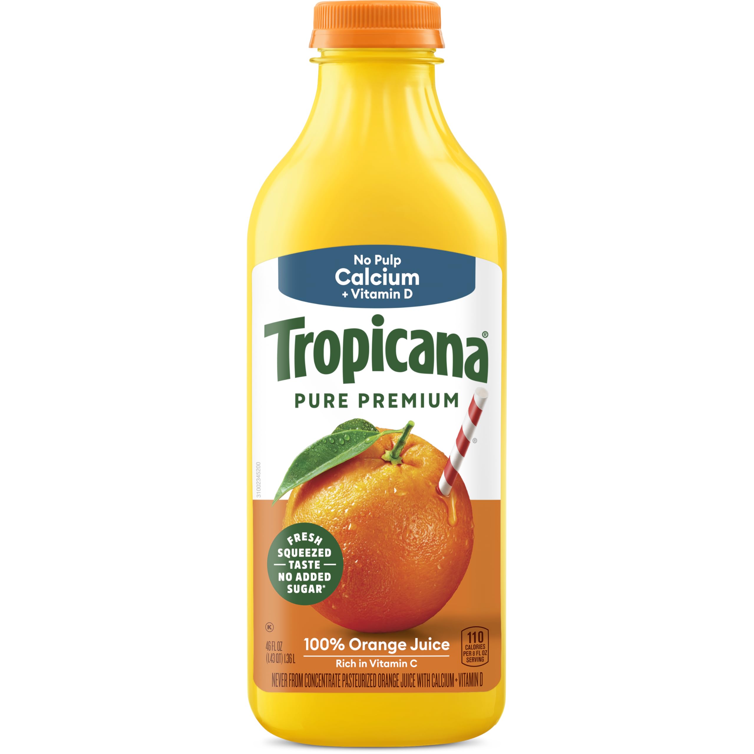 Tropicana Pure Premium 100% Orange Juice, No Pulp, Calcium and Vitamin D, 46 fl oz