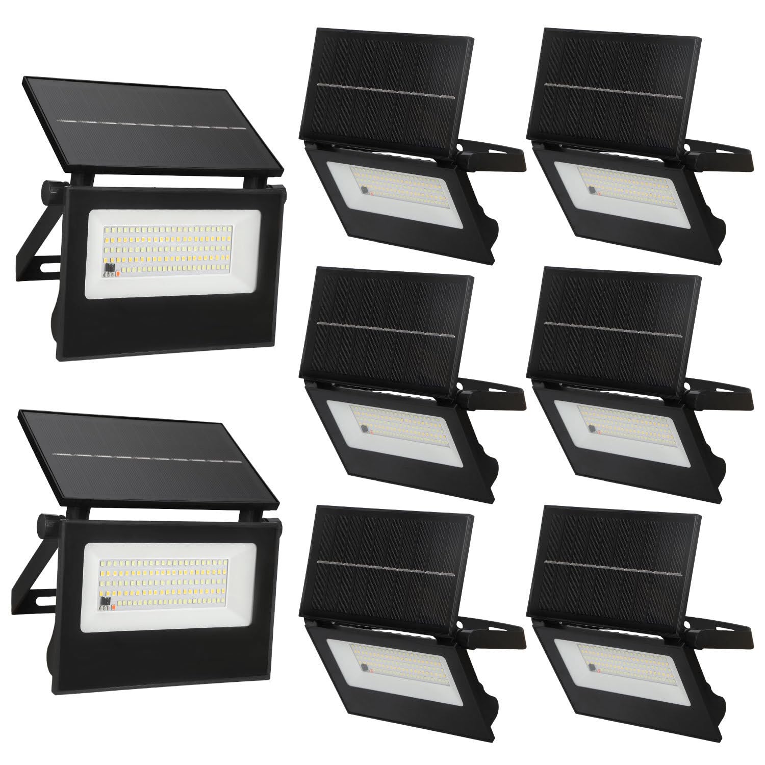 8er set Solar Strahler Außen mit Bewegungsmelder,LED Außenwandleuchte mit klappbarem Solarpanel, Radar Sensor,Dimmbar 3000K/6000K,IP65 Solar Flutlicht für Garten,Einfahrt,Garage