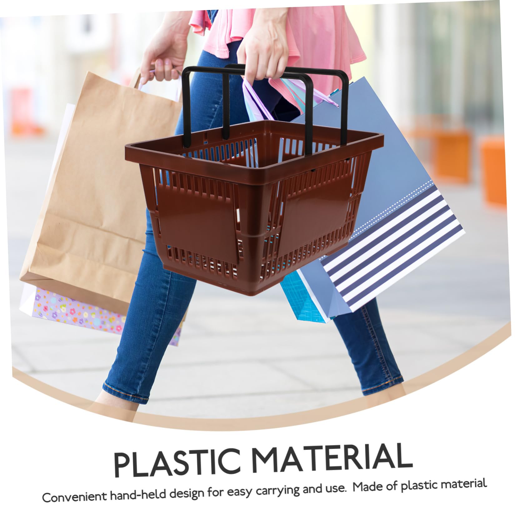 iplusmile Cestino per Acquisti Cestino da Scrivania Manico per Riporre Oggetti Vari Organizzatore Portatile Resistente