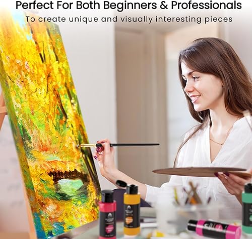 Miniatura 7 de Juego de 49 piezas de suministros de pintura de acuarela y 52 piezas de pintura acrílica con 12 pinceles, 2 cuchillos y paleta