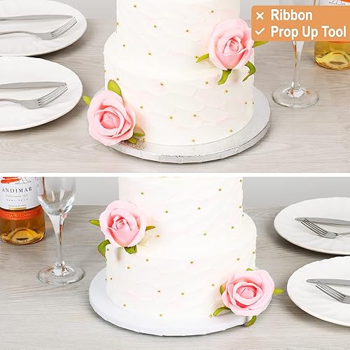 Miniatura 5 de Paquete de 9 tambores de tablero para pasteles de 8, 10 y 12 pulgadas en color blanco, plateado y dorado, herramientas de apoyo gratuitas incluidas,