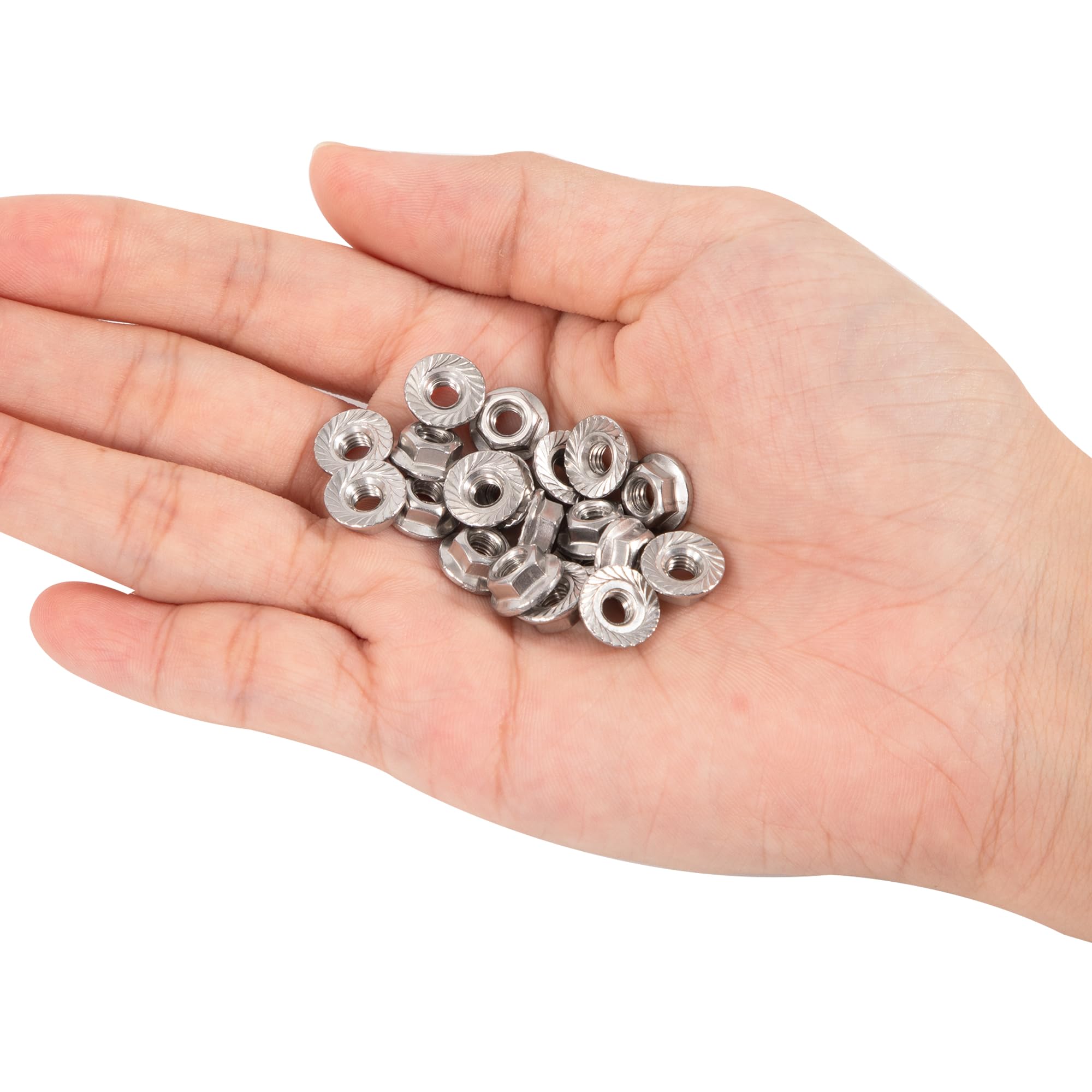 QIMEI-SHOP Dadi Flangiati M4 Dadi Esagonali Autobloccanti in Acciaio Inox con Flangia e Dentatura Conforme allo DIN 6923 20 pezzi