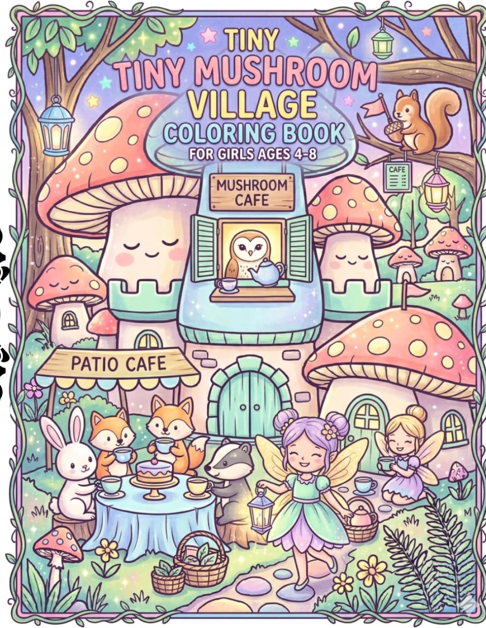 Tiny Mushroom Village Coloring Book for Girls Ages 4–8: Cute Fairy Homes, Cozy Forest Scenes, and Magical Mushroom Adventure
