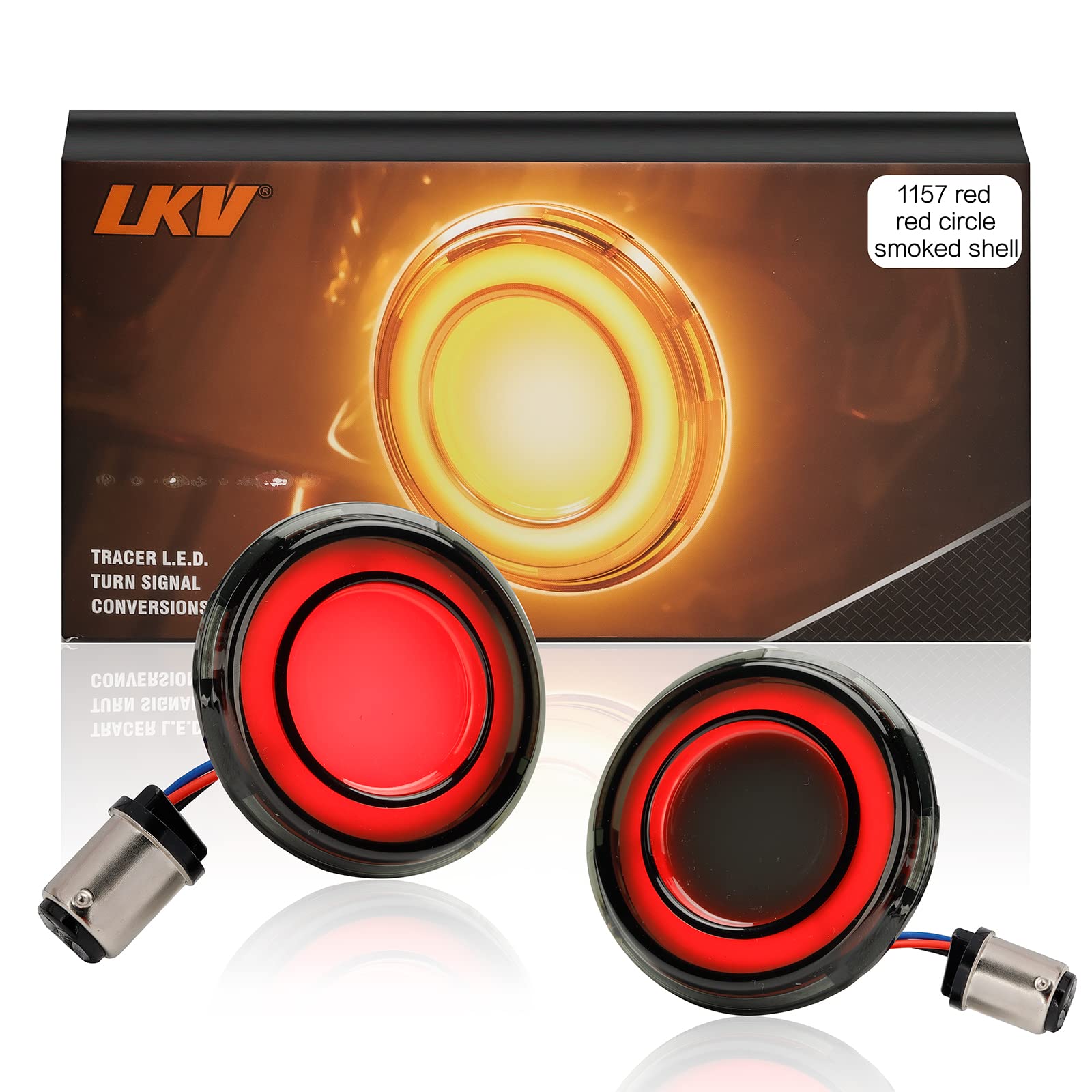 LKV 2" 1157 LED Turn Signals Front Rear Light Kit Ultra Brightness Bulbs Smoke Lens Compatible for Harley Davidson Touring Dyna Softail Sportster Street Glide Road Glide Iron 883 Road King