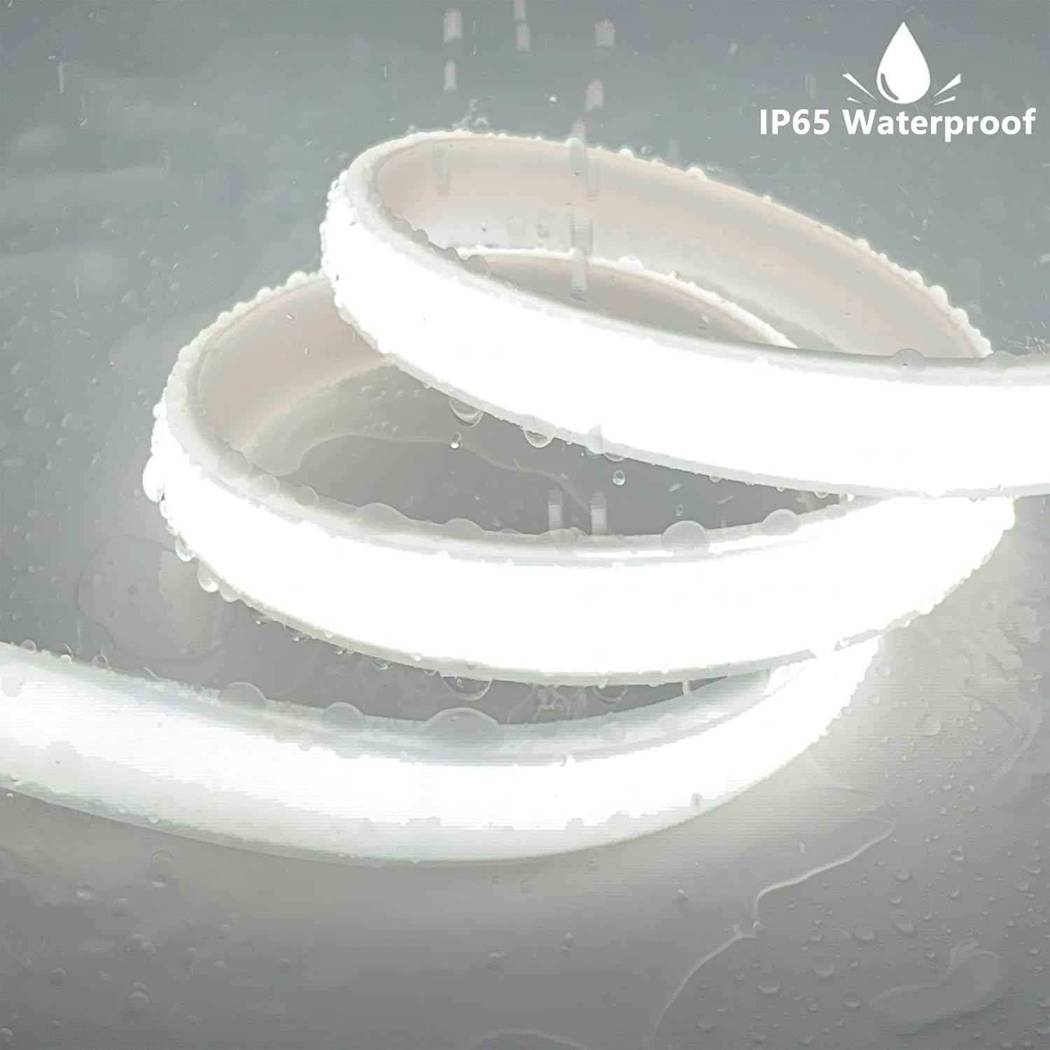 P AC 110V COB LED Strip 65.6ft Cool White 6500K CRI93 Outdoor Waterproof IP65 Ultra Bright LED Strip 288LEDs/M Suitable for Home and Garden Commercial Decoration (Cool White)
