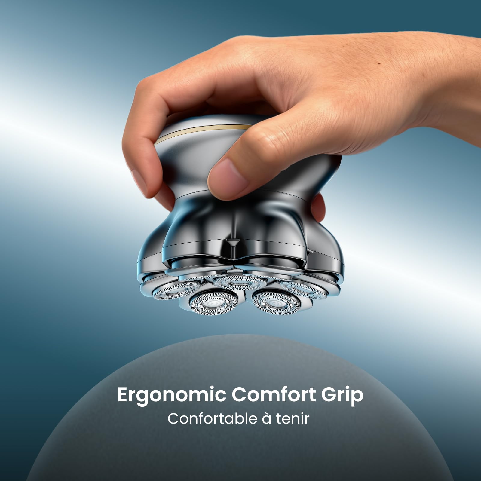 MAXGROOM 2026 Pro Rasoir Électrique Crâne pour Homme, Édition Argent, Tête Magnétique 7D, Moteur 8800 tr/min, Autonomie 140 min, Charge USB-C, Étanche IPX7, Rasage à Sec ou Humide (Argent)
