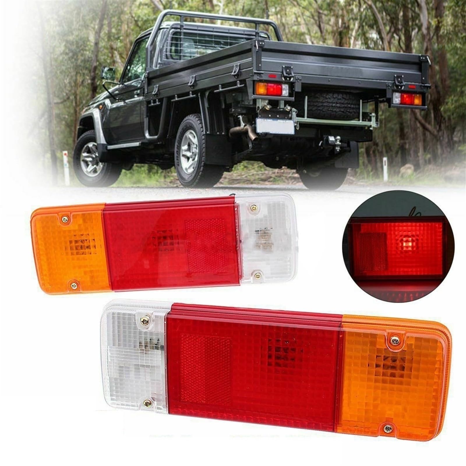 BOYDREAM Piloto Trasero Coche 1 par de luces traseras para Toyota para Hilux para Land para Cruiser serie 70 75 78 79, camioneta con bandeja y cabina 1984-2018