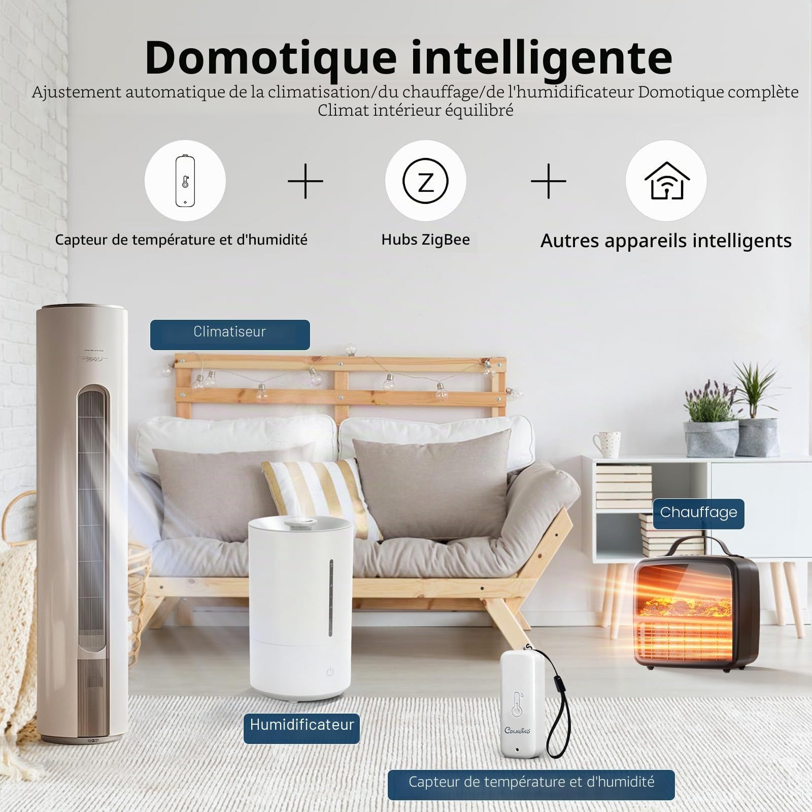 Capteur ZigBee de Température et d'humidité Intelligent IP65, Lot de 3 | ZigBee 3.0 Thermomètre Hygromètre Intérieur Extérieur pour Domotique, ZigBee Hub Requis, Compatible avec Alexa,Home Assistant