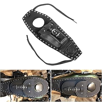INNOGLOW Motorcycle Fuel Tank Bag Gas Tank Cover Bag Punk Rivets Leather Panel Bag for Harley Sportster XL 883 1200