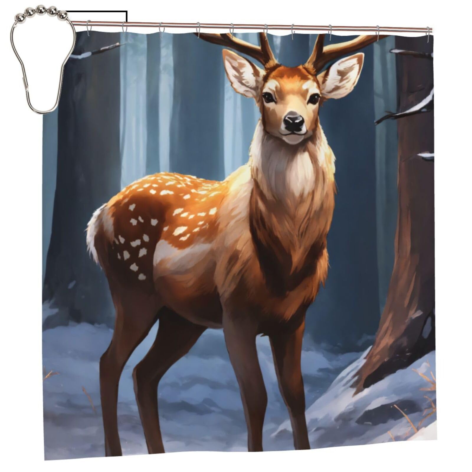 Rideau de douche cerf pour sublimer vos accessoires de salle de bain en tissu