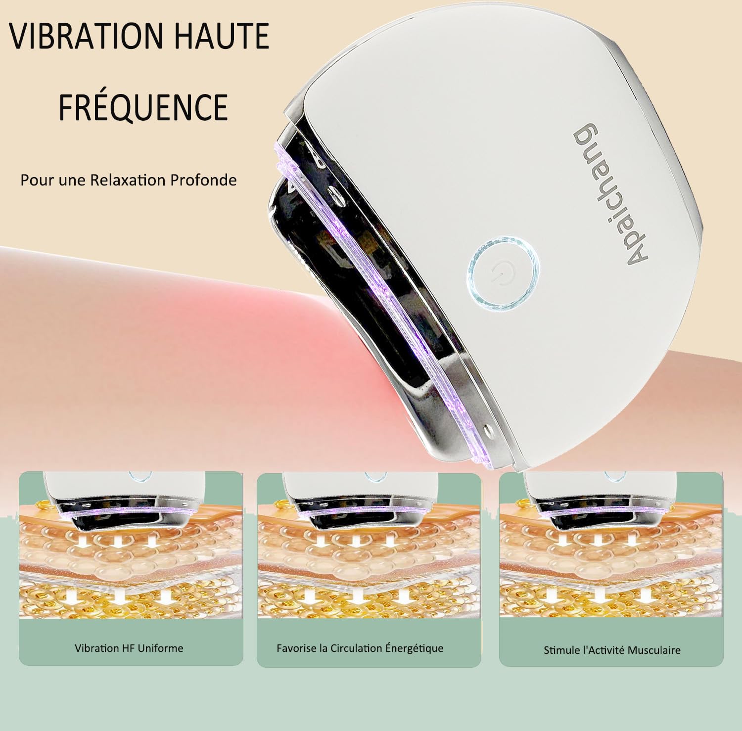 Gua sha Visage,Apaichang Appareil Anti-Rides Visage EMS Gua Sha - Massage Facial Électrique 4 Modes (Vibration/Chaleur/Lumières) Lifting & Anti-Âge