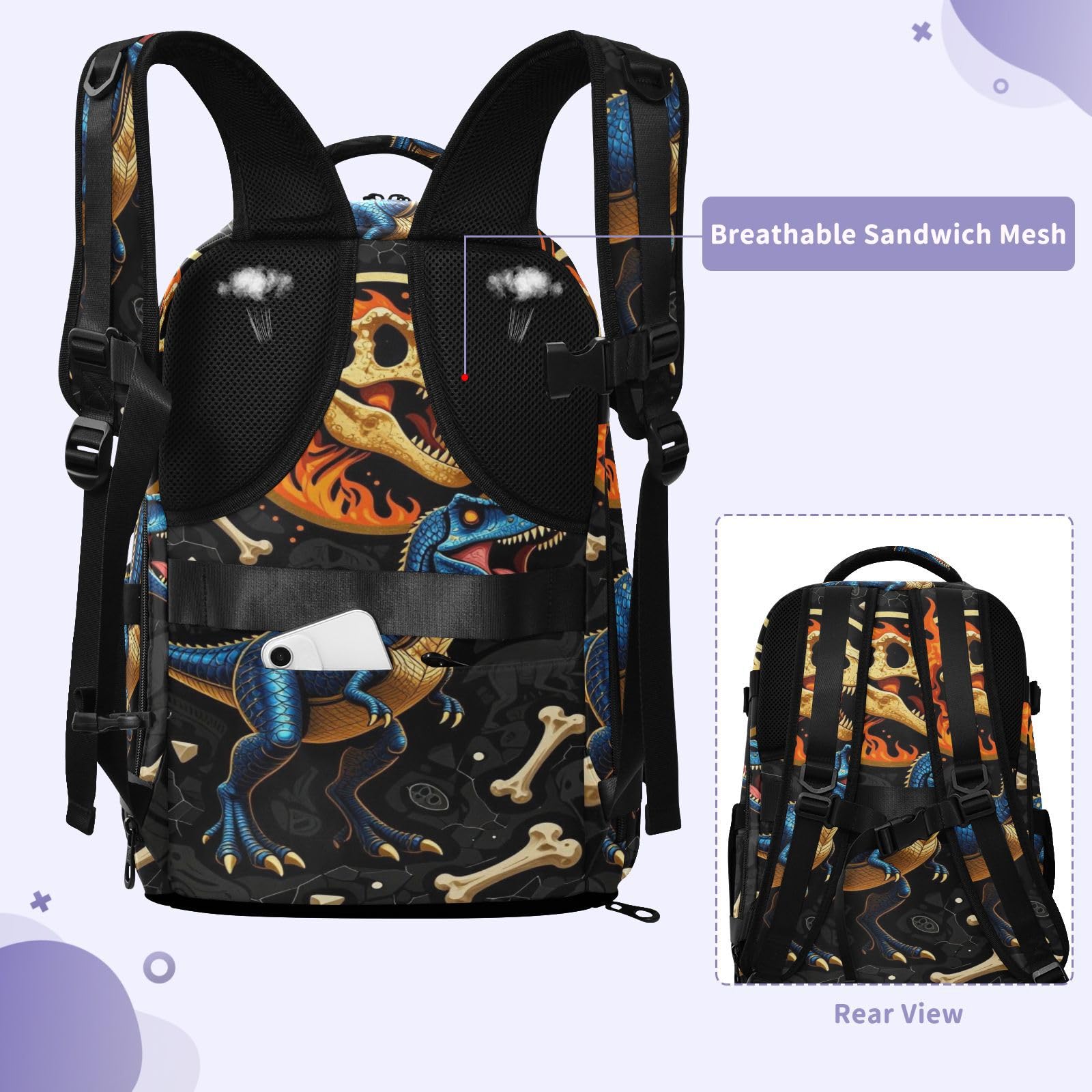 Plecak podróżny 15,6 torba na laptopa do szkoły 20 l | Elegancka męska torba podręczna ryczący dinozaur torba na laptopa 16 cali do samolotów mochilas para viajar 20 l