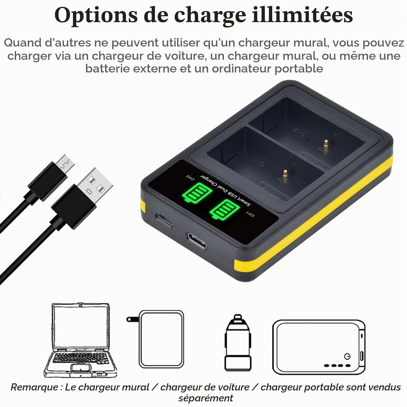 DuraPro 2 Batteries BP-511A BP-511 BP 511 BP511A + Chargeur Double USB LCD pour Canon EOS 5D 10D 20D 30D 40D 50D 300D D30 D60 Rebel PowerShot G1 G2 G3 G5 G6 Pro 1 Pro 90 Pro