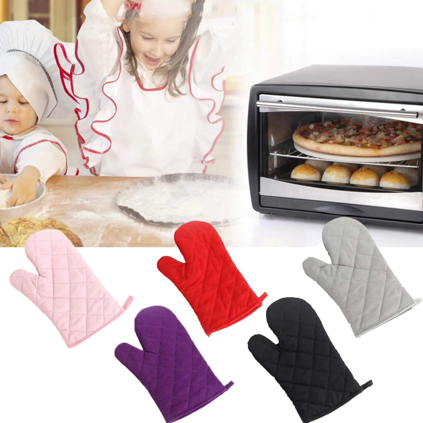 MRKU Gants de Cuisine pour Four, maniques, maniques pour Micro-Ondes, Multi-Couleurs, résistantes à la Chaleur et aux Hautes températures.