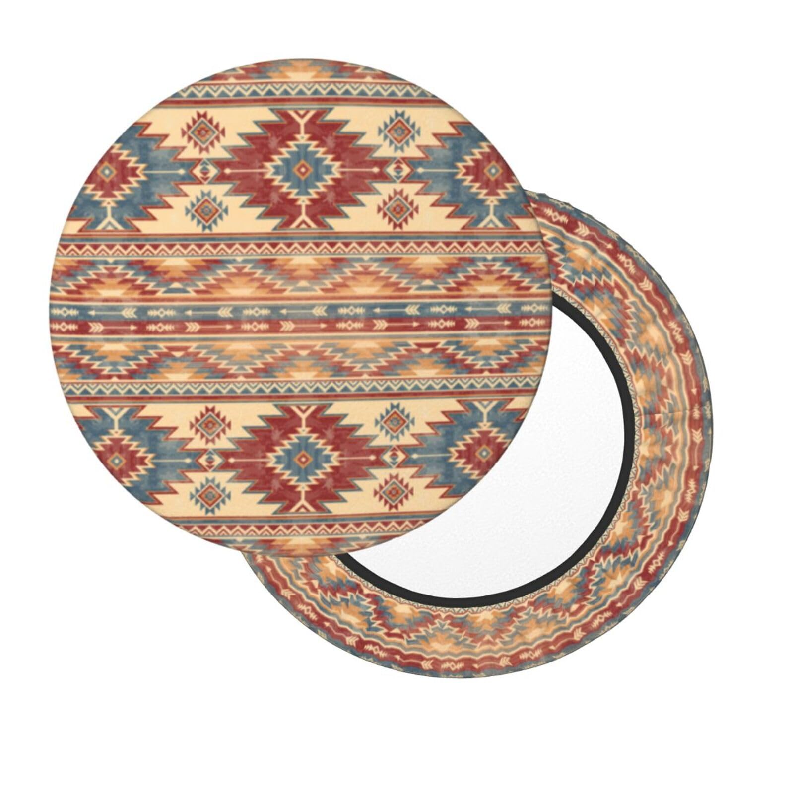 Kuilepa Traditional Tribal Aztec Print Round Bar Stool Covers,Washable Elastic Stool Cushion Slipcover for Dia.12-14