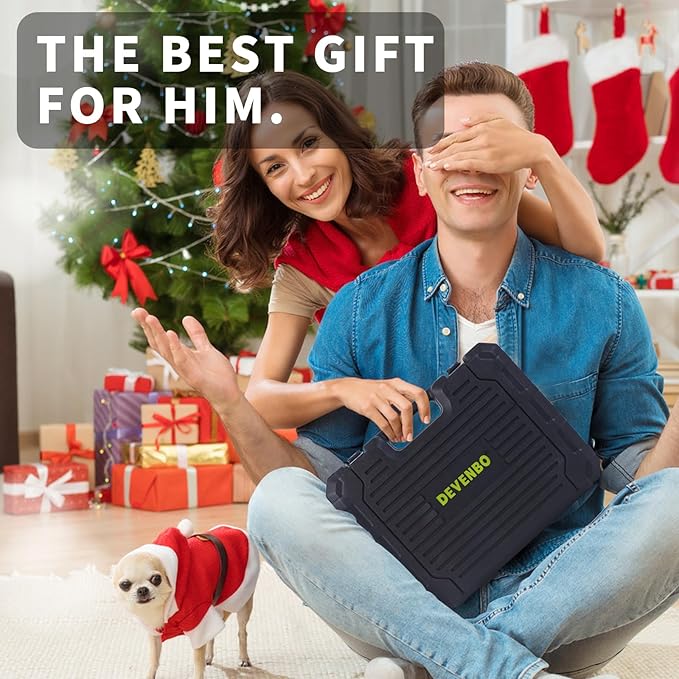 Taladro eléctrico inalámbrico devenbo con 2 baterías y 115 accesorios miniatura 5