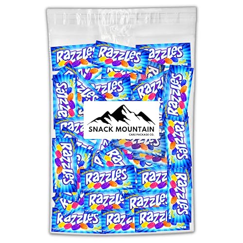 Snack Mountain Razzle - Caramelos de goma de mascar retro a granel, 2 piezas envueltas individualmente, goma de mascar a granel, paquete de chicles,