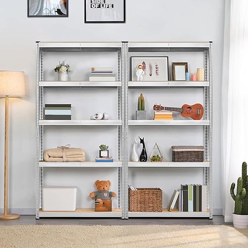 Miniatura 8 de Topeakmart 4 estantes de almacenamiento de 5 niveles ajustables de metal, estantes utilitarios, estantes de almacenamiento de garaje para almacén,