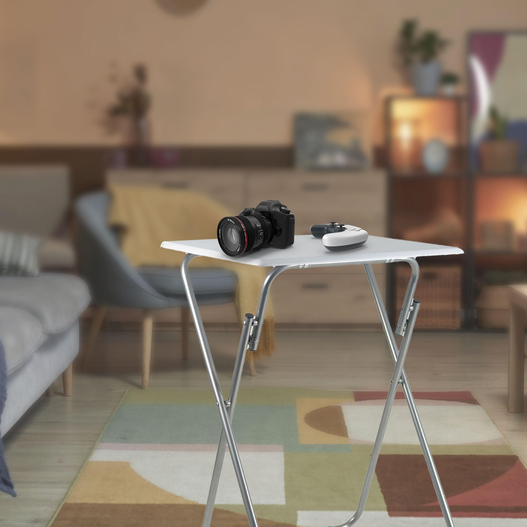 Jocca - Tavolino Pieghevole Salvaspazio | Tavolo in MDF con Gambe in Metallo | Supporta fino a 20 kg | Ideale per Casa e Ufficio | 48x38x66 cm