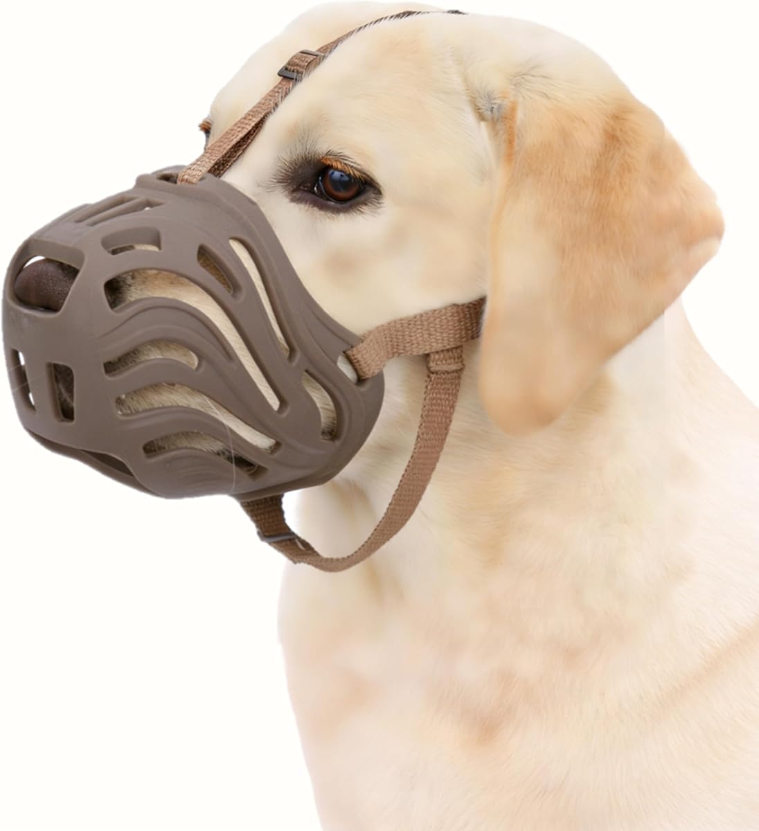 Dog Muzzle for Large Dogs, Silicone Basket Dog Muzzle for Large and Medium Dogs Breed Can Prevent Eating Chewing and Barking for Grooming Trimming Training(Coffee, M-5)