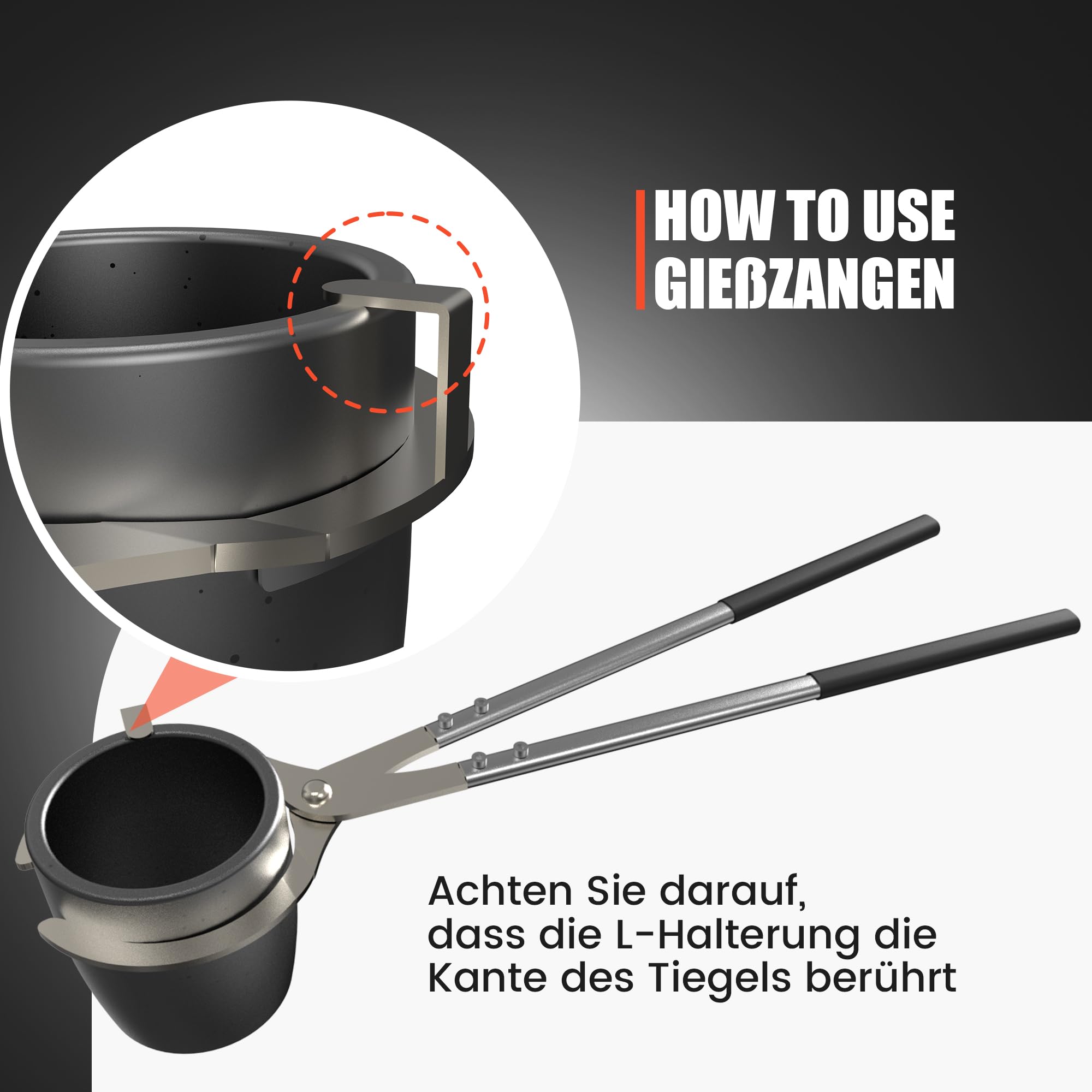 Tiegelzangen Set mit 2 Graphittiegels zum Schmelzen von Metall, Schmelztiegel zum Schmelzen von Metall, Hebe- und Gießzange für Metallgusswerkzeuge (6KG-640ML)