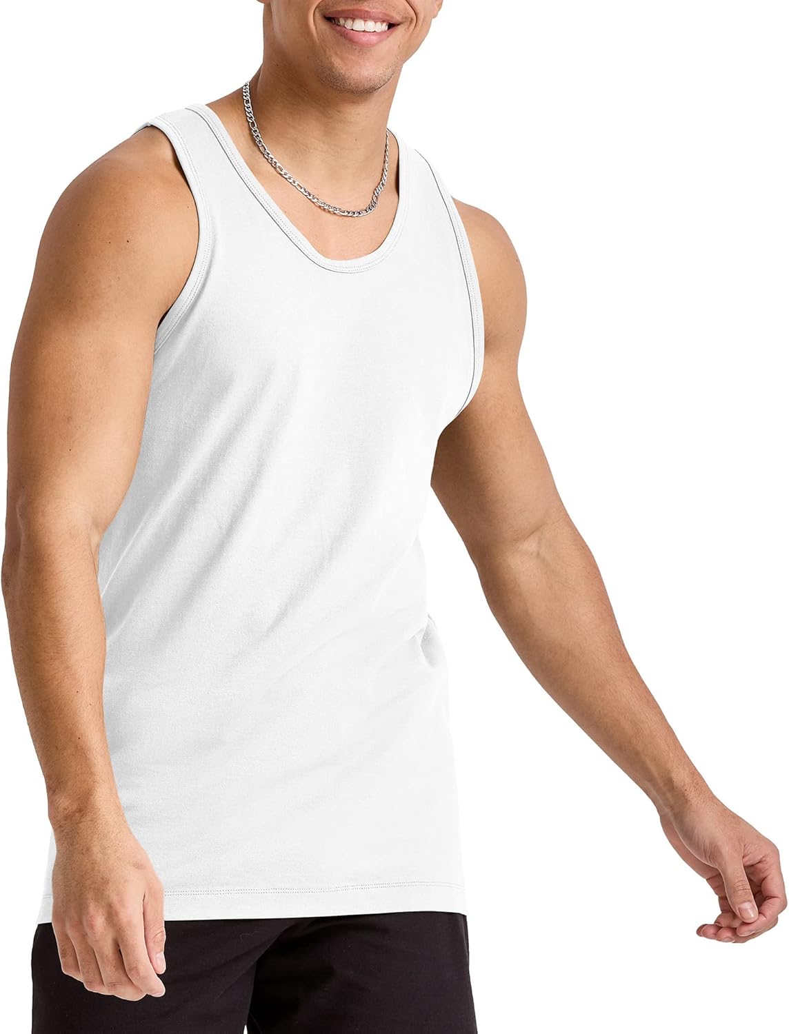 Hanes Mens Essentials Tank Top Pack, Midweight Cotton Tanks, Sleeveless Shirts, 3-Pack - Image 2