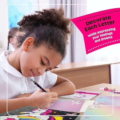 Miniatura 7 de Juego de papelería de unicornio para niñas, regalos de unicornio para niñas de 6, 7, 8, 9, 10 a 12 años, kit de escritura de letras estacionarias,