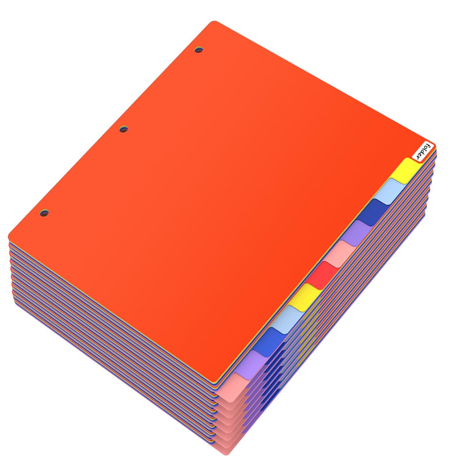 HABGP 12 separadores de pestañas para carpeta de 3 anillas, 96 divisores multicolor de 3 anillos con pestañas, separadores de carpetas de página, separadores de archivos con pestañas de plástico con
