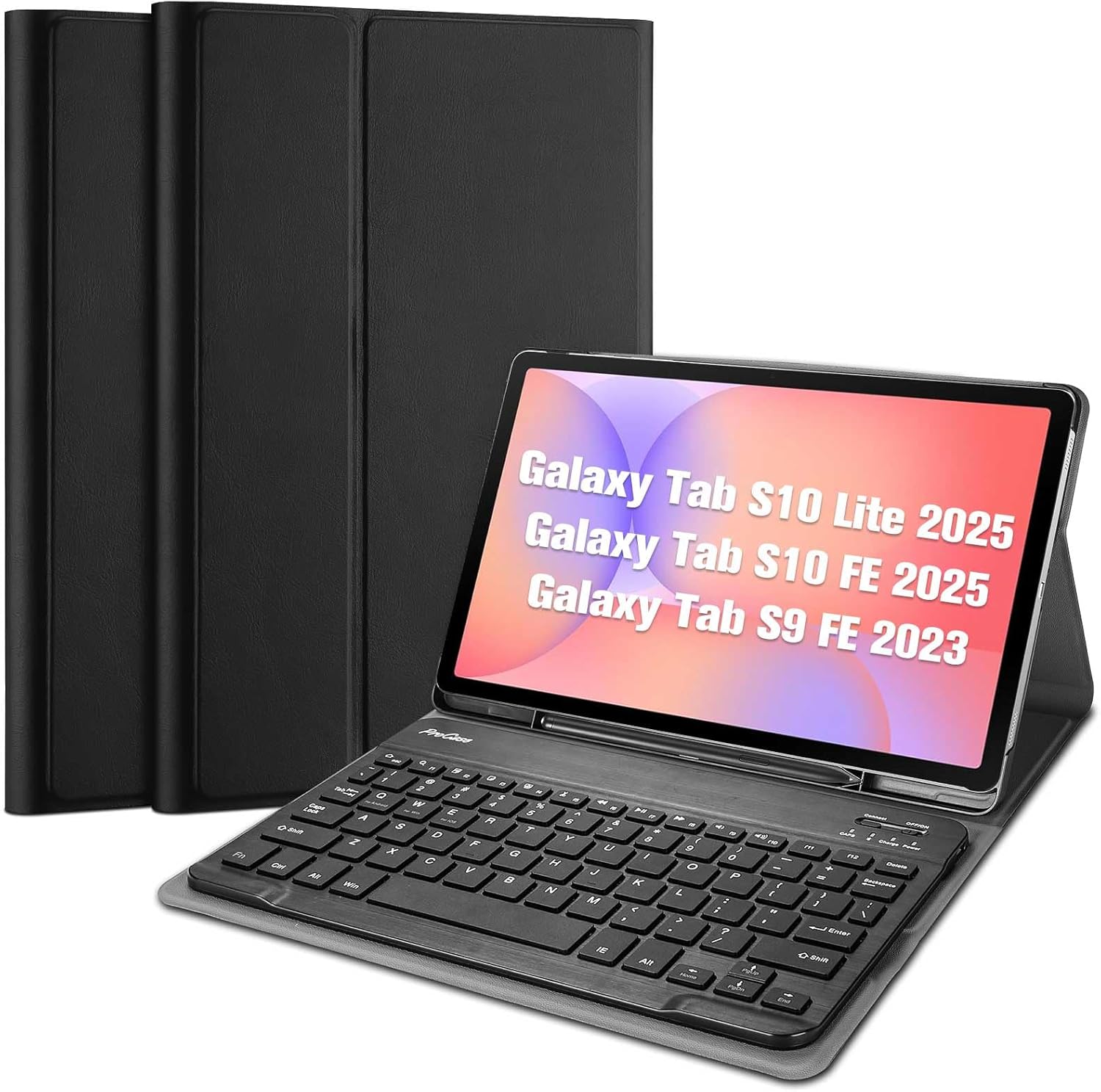 ProCase Keyboard Case for Galaxy Tab S10 Lite/ S10 FE 2025 / S9 FE 10.9-Inch 2023 with S Pen Holder, Protective Cover with Detachable Wireless Keyboard for Galaxy Tablet 10.9"-Black