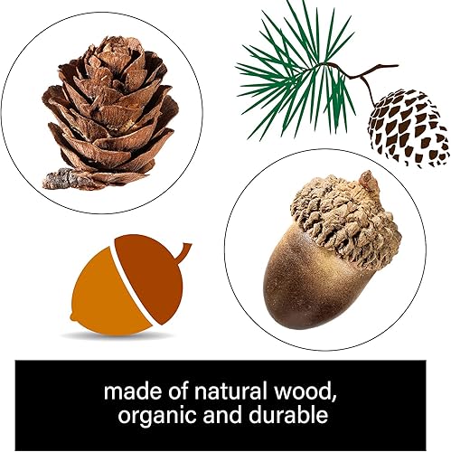 Miniatura 2 de Unittype 300 mini conos de pino de bellota incluyen 150 mini piñas naturales 150 bellotas artificiales con tapa natural, accesorio de bellota falsa