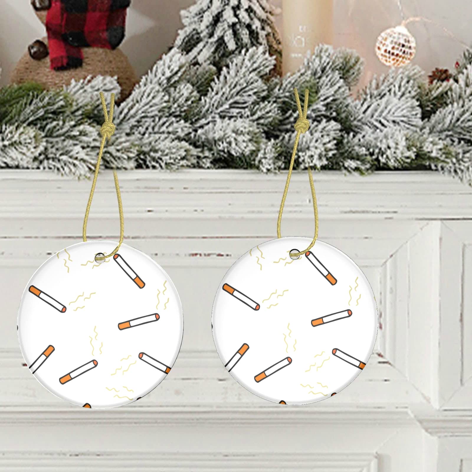Christmas Ornaments Bulk Cigarette Smoking Enjoy Ornaments For Christmas  Tree Circle Bauble Hanging Christmas Ornaments Bulk Two-sided Painted For  Holiday Family & Friends Gift : Amazon.co.uk: Home & Kitchen