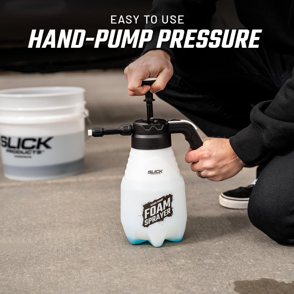 Slick Products Hand Pump Foam Sprayer – 70 oz Portable Foam & Mist Sprayer for Cars, Trucks, Motorcycles, ATVs, UTVs, and Off-Road Vehicle Cleaning Without a Pressure Washer