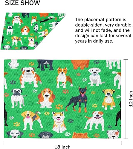 Miniatura 4 de Dog Lovely Decor Placemats Set of 4 Table Mats Washable Placemat Waterproof Place Mats for Party Home Dining Table Decor 18x12 in