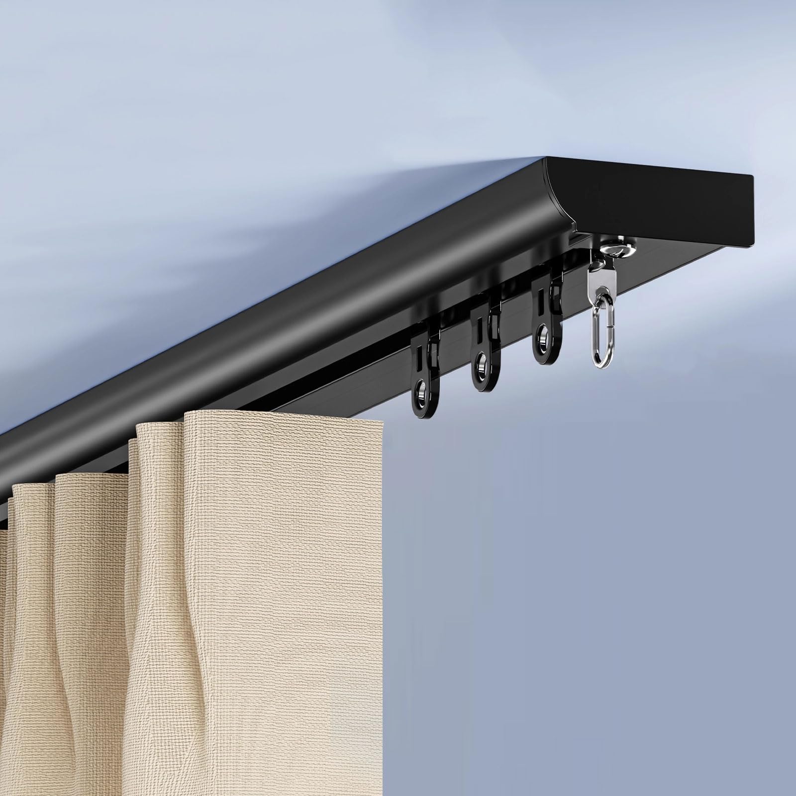 SK - Asta da soffitto ultra sottile, 2,8 m, kit di montaggio per camere da letto, soggiorni, hotel e ospedali, design scorrevole per un uso senza sforzo, soluzione salvaspazio
