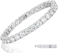 TUHE Moissanite Tennis Bracelet 5-21CT 18K Gold Plated 925 Silver 3/4/5mm D VVS1 Lab Created for Women Men Adjustable 6-8.5"
