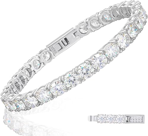 TUHE Moissanite Tennis Bracelet 5.0-21.0CT 18K Gold Plated 925 Sterling Silver Bracelets 345MM D Color VVS1 Round Lab Created Moissanite Bracelet
