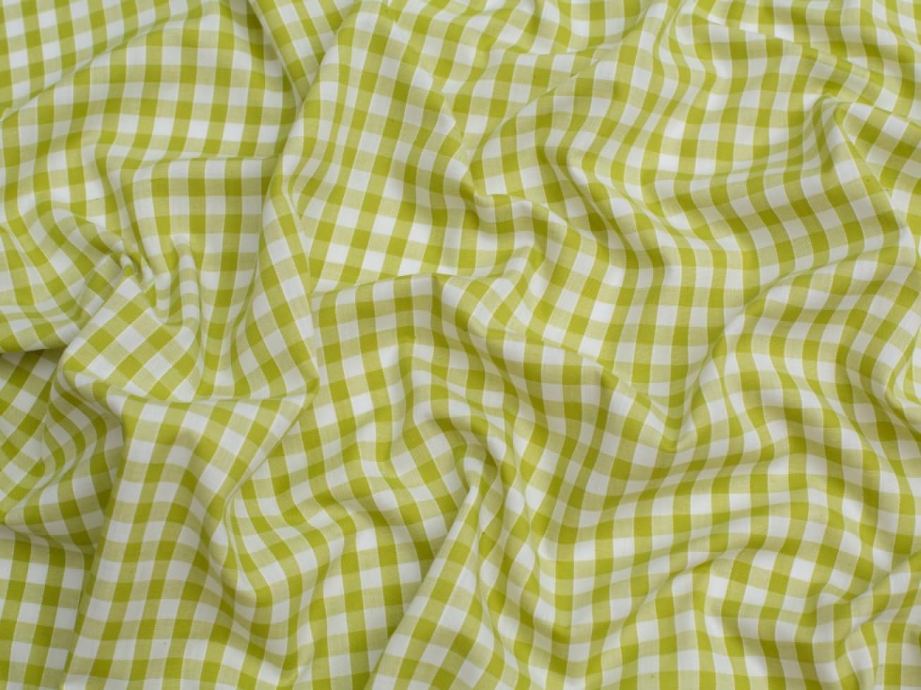 Minerva Crafts 1/4" Check Corded Gingham Dress Fabric Lime Green - per metre