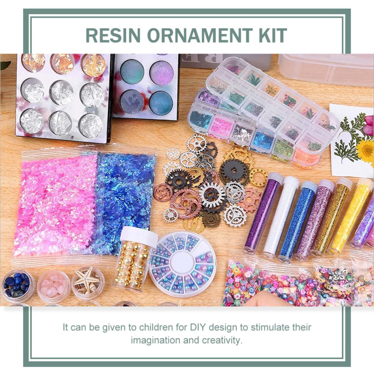 PACKOVE Kit per Resina Cristallo, Accessori per Resina Fai da Te, Plastica Legno Acciaio Inox Pasta Morbida Fiore Secco, per Segnalibri e Cover Telefono, e Amanti del Fai da Te,