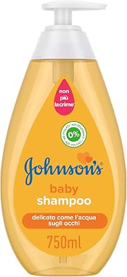 Johnson's Baby Shampoo bambini delicato e ipoallergenico, Shampoo neonati con formula Non Più Lacrime, Adatto per capelli delicati e senza sapone, alcol e coloranti, 750 ml