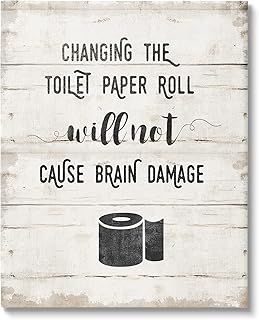 Stupell Industries Changing Toilet Paper Funny Canvas Wall Art, Design by Amanda Murray