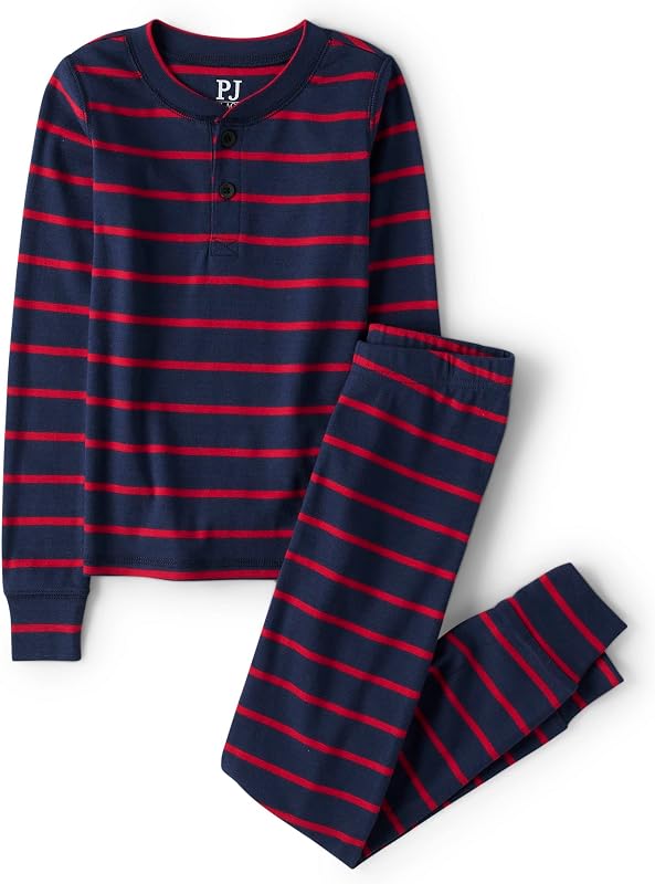 The Children's Place boys 100% Cotton Long Sleeve Top and Pants,2 Piece Pajama Set