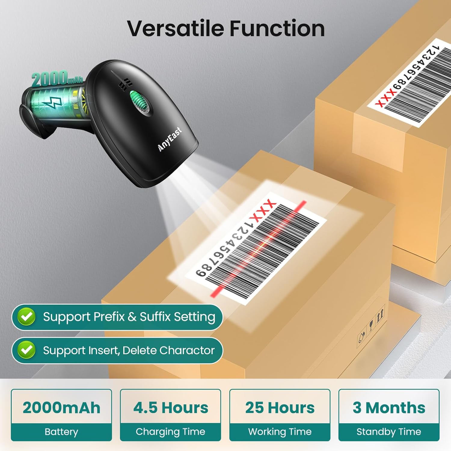 Bluetooth Barcode Scanner Wireless: Inventory 2D 1D QR Code Scanners with Stand for Computer POS,Handheld CMOS Image Bar Code Reader for Warehouse Library Supermarket-Yellow