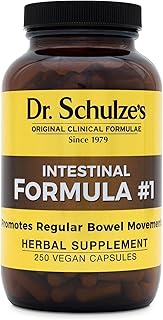 Dr. Schulze's Intestinal Formula #1 | All Natural Bowel Cleanse | Promotes Regular Bowel Movements | Improves Detoxification | Strong Herbal Formula | Family Size | 250 ct Vegan - Packaging May Vary
