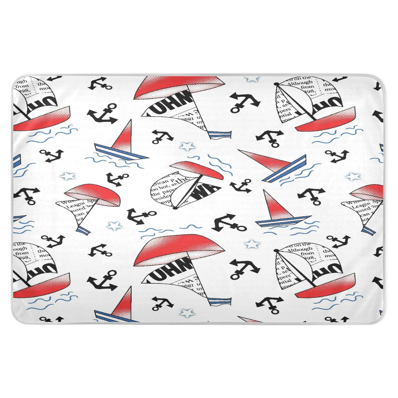 susiyo Dolphin Sailboats Switch Bed Pads for Incontinence Mattress Protector Anti-Slip Waterproof Pads (56