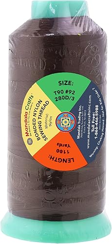 Miniatura 762 de Mandala Crafts Hilos de coser resistentes de nailon consolidado, hilo para tejer jeans de cuero, hilos de tapicería marina al aire libre, Beige