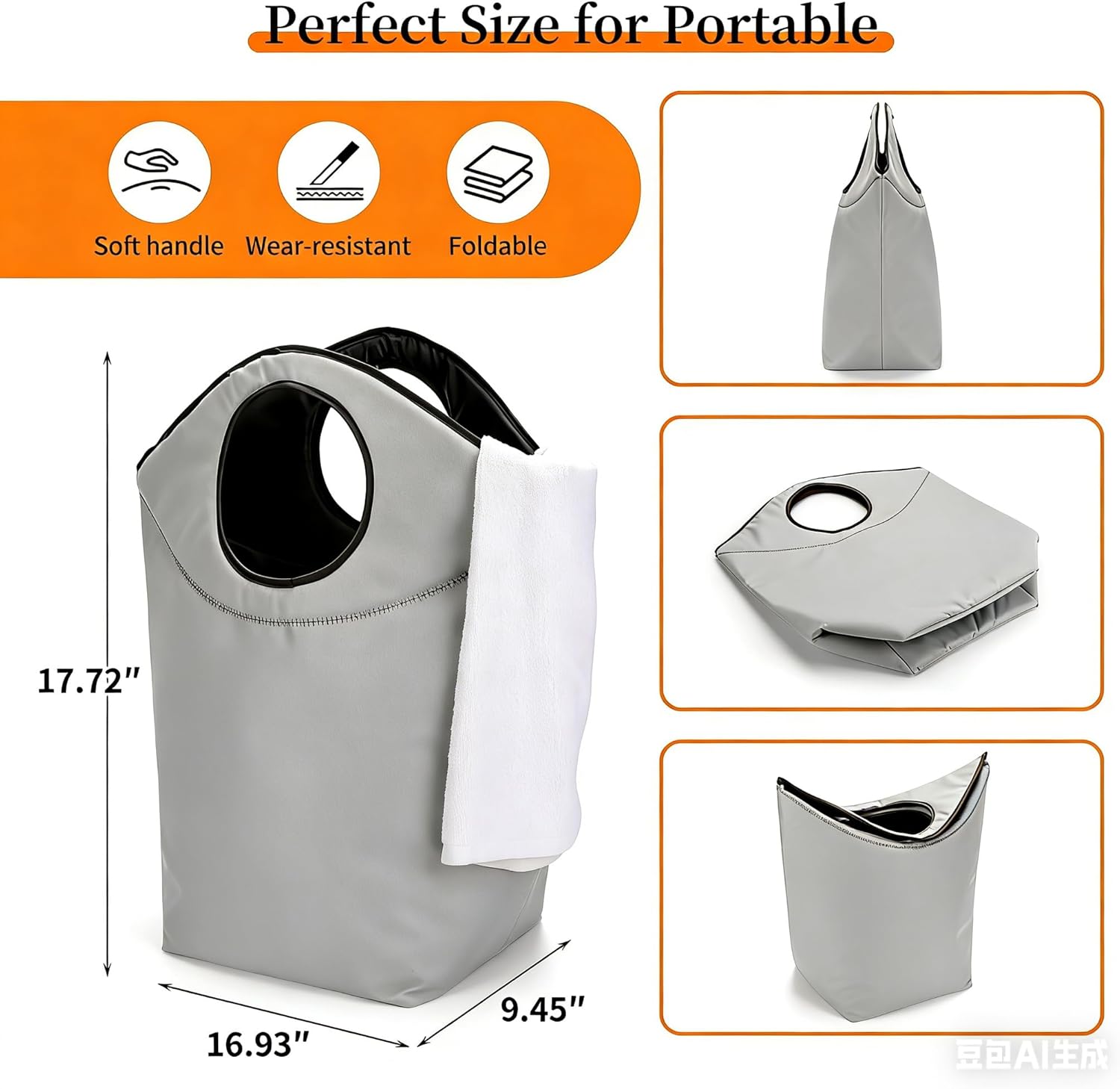 Foldable Storage Hamper Bag,Soft Padded Handle, Multi-Purpose Oxford Fabric Laundry Basket, Collapsible Storage Bag for Home, Bedroom, Dormitory, Travel & Outdoor 47L